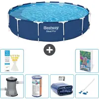 Bestway Steel Pro, ronde opblaasbare zwembad - 396x84 cm - 5-delig, model S201