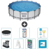 Bestway Steel Pro MAX, ronde opblaasbare zwembad - 488x122 cm - 6-delig, model S602