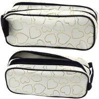 Lean Schoolkantoor Etui Tweevakken Gouden Harten Wit 23,5x10 Cm