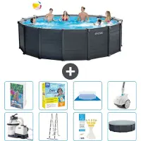 Intex Grafietpaneel zwembad, rond - 478x124 cm - 7-delig, model S544
