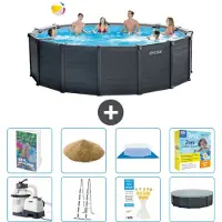 Intex Grafietpaneel zwembad, rond - 478x124 cm - 7-delig, model S692