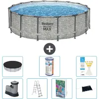 Bestway Steel Pro MAX, ronde opblaasbare zwembad - 488x122 cm - 6-delig, model S619