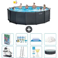 Intex Grafietkleurige zwembadtank, rond - 478x124 cm - bestaande uit 7 delen, model S537