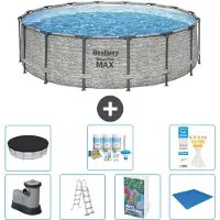 Bestway Steel Pro MAX, ronde opblaasbare zwembad - 488x122 cm - 6-delig, model S599