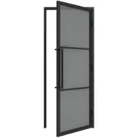 Inova complete glazen binnendeur - vitré - 90x215 - mat zwart - grijs glas - 3 vakken - rechts