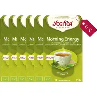 Yogi tea Morning Energy - Biologische Kruidenthee met Guarana, Groene Thee en Gember voor Een Natuurlijke Energieboost - Tray van 6 Stuks