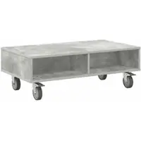 vidaXL Bijzettafel met wielen Beton Grijs 90 x 50 x 30 cm Bewerkt hout