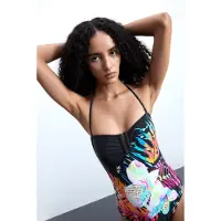 Desigual Badpak 'Tropical' royal blue/koningsblauw / oranje / pink / zwart