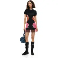 Desigual Jurk lichtoranje / lichtroze / zwart
