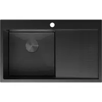 Mexen Exar stalen gootsteen met 1 bak en afdruiprek, links 780 x 480 , zwart HC - 6433781010L-70HC