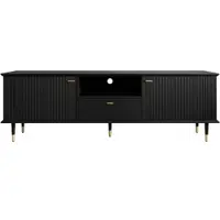 MODFU Tv-meubel – 170x36x54 cm – Met lade & open vak – Softclose – Modern design – Tv-kast met opbergruimte – Sterk MDF – Zwart
