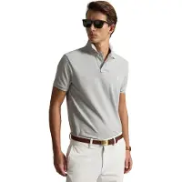 Ralph Lauren Custom Slim Fit poloshirt grijs gemêleerd