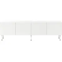 OKWISH Tv-Meubel – 4 Deuren Met Push-To-Open – Woonkamer Lowboard Met Kabeldoorvoer – Wit MDF En Spaanplaat – 170x35x50 Cm