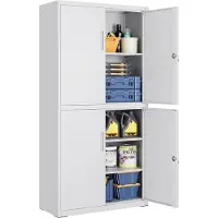 Songmics Metalen garagekast met verstelbare legplanken en deuren, Matgrijs / 40 x 80 x 180 cm