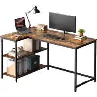 Vasagle - Bureau - L-vorm Bureau - Met Opbergruimte - In Hoogte Verstelbaar - Ideaal voor Homeoffice
