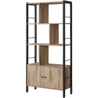 Vasagle Boekenkast met 4 planken, Eiken bruin + zwart