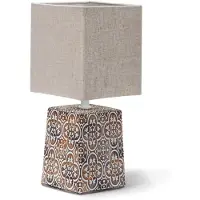 Aigostar keramische tafellamp, E14, vintage lamp voor nachtkastje, bijzettafel, nachtlamp, stoffen kap, retro, grappig
