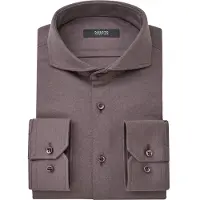 Desoto Luxury Tailored Fit Jersey overhemd bruin, Effen