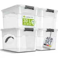 Juskys Opbergbox / Opslagdoos 30 L - Kunststof - 4-Delig - Incl. Deksel