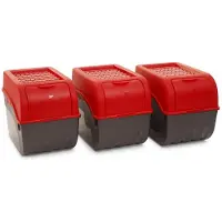 Novaliv Aardappelbewaardoos | 3x groot 9L | ROOD | Aardappeldoos | Stapelbare groentekist, uienkist, aardappelmand, fruitkist, aardappelkist, uienopslag, voedselcontainer, wortelen