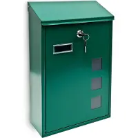 Relaxdays Brievenbus modern design - Wandmodel gelakt metaal - 25x40 cm - Keuze 4 kleuren. groen