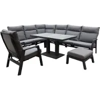 AVH-Collectie Pacific hoek dining loungeset 7 delig aluminium verstelbaar