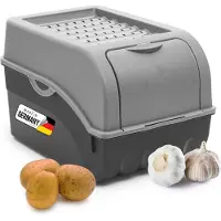 Novaliv Aardappelbewaardoos | middel 5L | GRIJS | Uiendoos | Stapelbare groentekist, aardappelkist, uienbewaarbak, aardappelmand, fruitcontainer, aardappelkrat, voedselbewaarbak