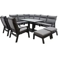 AVH-Collectie Pacific hoek dining loungeset 9 delig aluminium verstelbaar