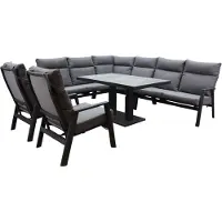 AVH-Collectie Pacific hoek dining loungeset 7 delig aluminium verstelbaar antraciet