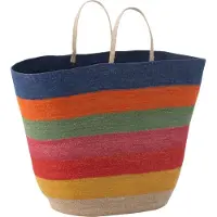 J-Line tas/mand gestreept zeegras - 84 x 30 x 58 cm - multicolore
