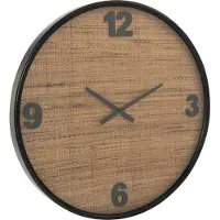 J-Line wandklok MDF/rotan bruin/zwart - analoog - 80 cm