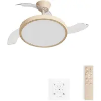 Create - Plafondventilator 40W stil met intrekbare bladen met licht - Ø108cm - Zand - Controller voor wandmontage + afstandsbediening - WIND CLEAR STUDIO