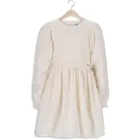 Nono Meisjes Jurken Milly Dress Pompom Details - Ecru - Maat 158/164