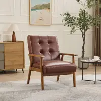 STILVORA Fauteuil Loungestoel - Comfortabel Met Pullpoint Rug - Voor Woonkamer Slaapkamer En Kantoor - Leer Hout - Bruin