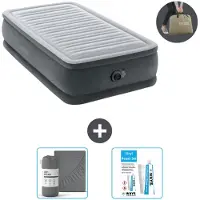 Intex Luchtbed - 1-Persoons - 99 x 191 x 46 cm - Grijs - Inclusief pomp - Hoeslaken en Reparatieset