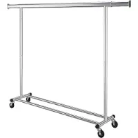 Songmics Kledingrek op wielen met uitschuifbare stang en hoge draagkracht, Zilver / (160-200)B cm