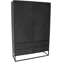 Lizzely Garden & Living Kast industrieel mangohout Flako zwart mango hout visgraat 180cm wandkast mango duurzaam