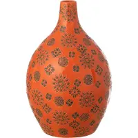 J-Line vaas Billy porselein oranje/zwart - 24 cm - 35 cm