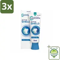 Sensodyne 3 x - Tandpasta - ProGlasur Active Shield - Fresh Mint - Frisse Munt - 75 ml - Grootverpakking - Tandpasta - Glazuurbescherming - Gevoelige Tanden - Gaatjes - Suikerzuren