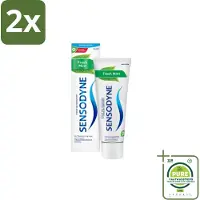 Sensodyne - Tandpasta - Fresh Mint - Frisse Adem - 75 ml - Voordeelverpakking - 2 stuks - Tandpasta - Gevoelige tanden