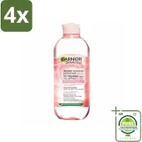 Garnier - SkinActive - Micellair Reinigingswater - Rozenwater - Stralende Huid - 400 ml - Voordeelverpakking - 4 stuks - Micellair water - Reinigingswater
