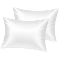 Droomtextiel Kussenslopen Katoen Satijnen Wit 60 x 70 cm - Set van 2 - Anti allergeen - Huidverzorging - Haarverzorging - Hoogwaardige Kwaliteit - Super Zacht