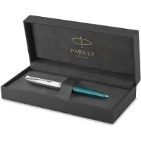 Parker 51 Balpen | Teal Blau Barrel met Chroomafwerking | Medium Punt met Zwarte Navulling | Cadeaubox