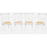 Sweeek Vintage rubberhouten bistrostoelen (set van 4) Wit