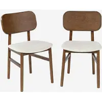 Sweeek Vintage stoelen rubberhout en stof (set van 2) Walnoot