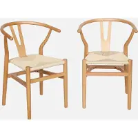 Sweeek Vintage stoel van beukenhout en touw (set van 2) Naturel