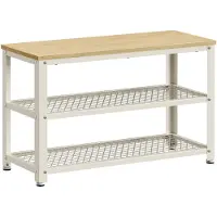 Vasagle Schoenenrek met zitje, Eikenbeige + klassiek wit