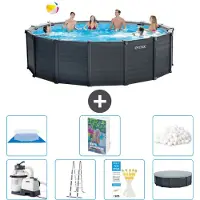 Intex Grafietpaneel zwembad, rond - 478x124 cm - 6-delig, model S629
