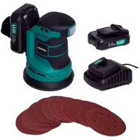 Vonroc Accu schuurmachine 20V - Ø125mm – 2.0Ah | Incl. 2 accu’s & snellader