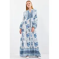 Bigdart Geprinte V-hals Maxi-jurk